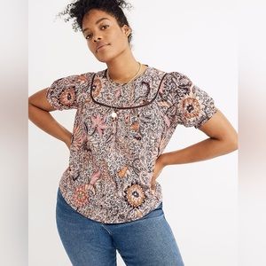 MADEWELL Yoked Puff-Sleeve Top in Bali Blooms